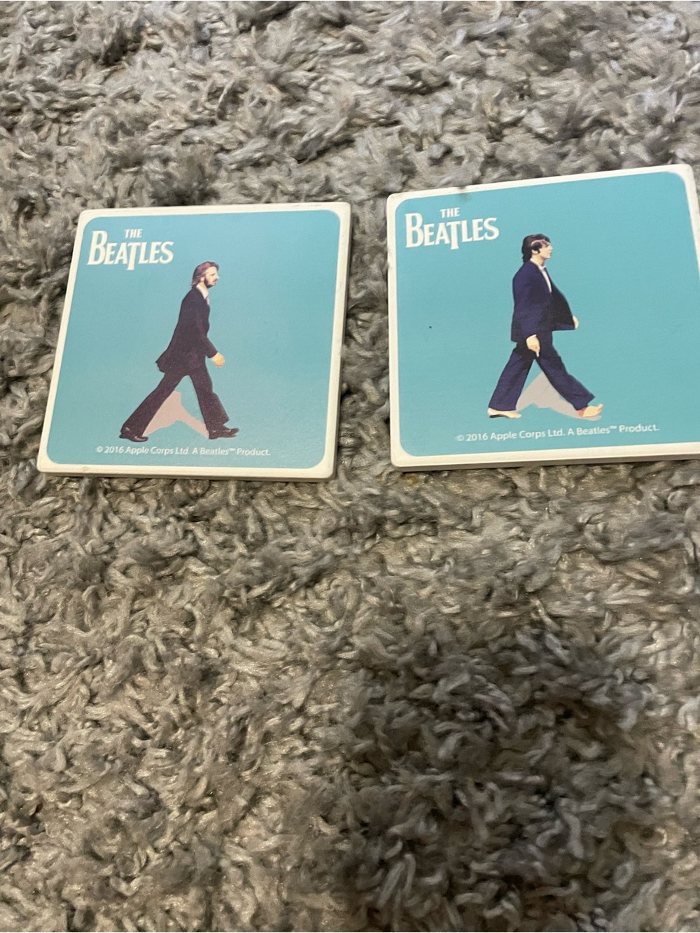 The Beatles Abbey Road Ceramic Coaster set 2 Apple corp paul and ringo